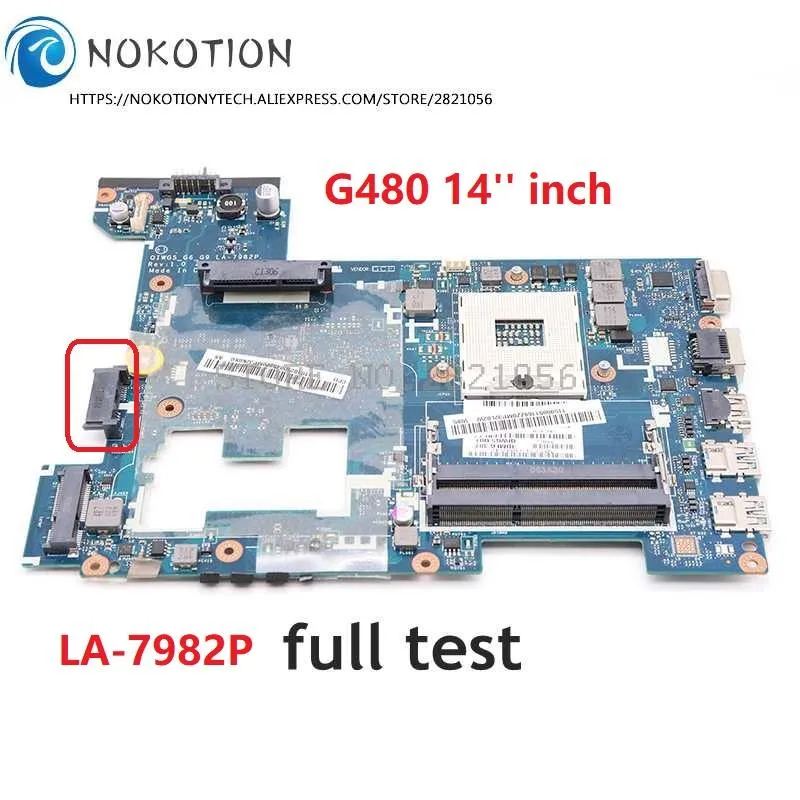 Placa -mãe para laptop para a placa -mãe para Lenovo G480 QIWG5_G6_G9 LA7982P Placa principal HM77 DDR3 GMA HD