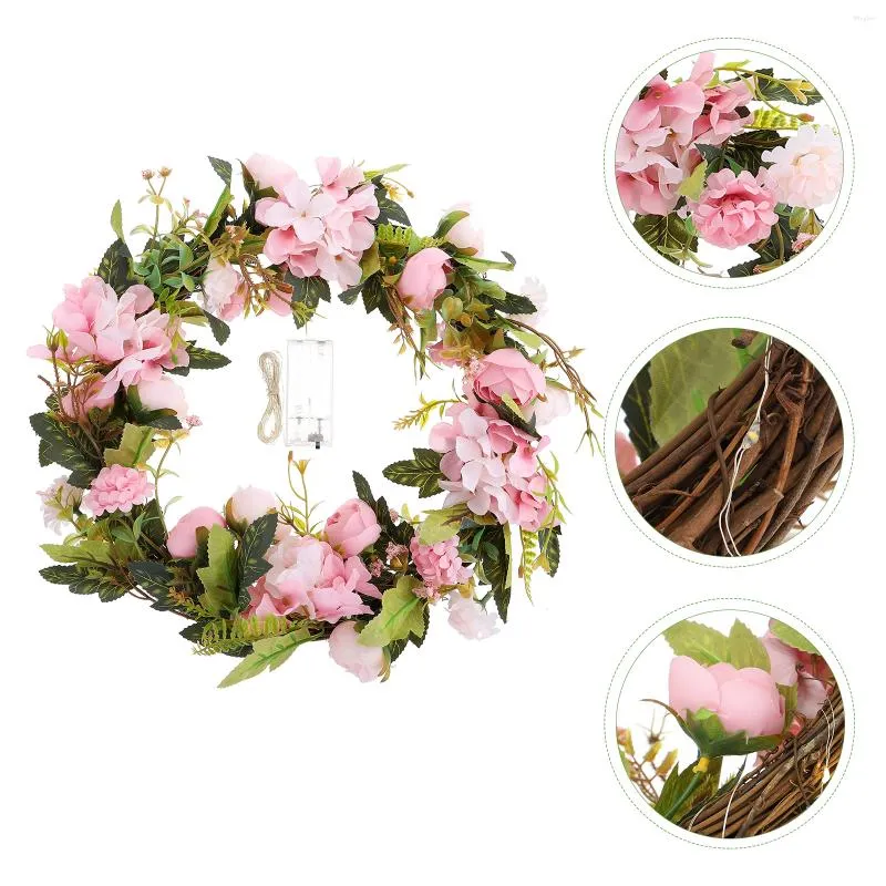 Flores decorativas Decoración floral Faux Wreaths Farmhouse Wedding Flower Wreath Hecho a mano Spring Fake