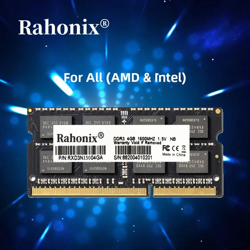 Rams Rahonix DDR3 4 Go 8 Go 1333MHz 1600 MHz Memoria RAM 1.5 V DDR4 RAM 4 Go 8 Go 16 Go 2133 2400 2666 Mémoire d'ordinateur portable sodimm pour Intel AMD