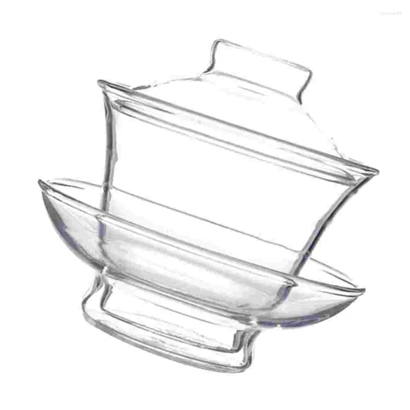 Juegos de vajilla 1 pieza taza de té recipiente de vidrio diseño transparente clásico cuenco Ware