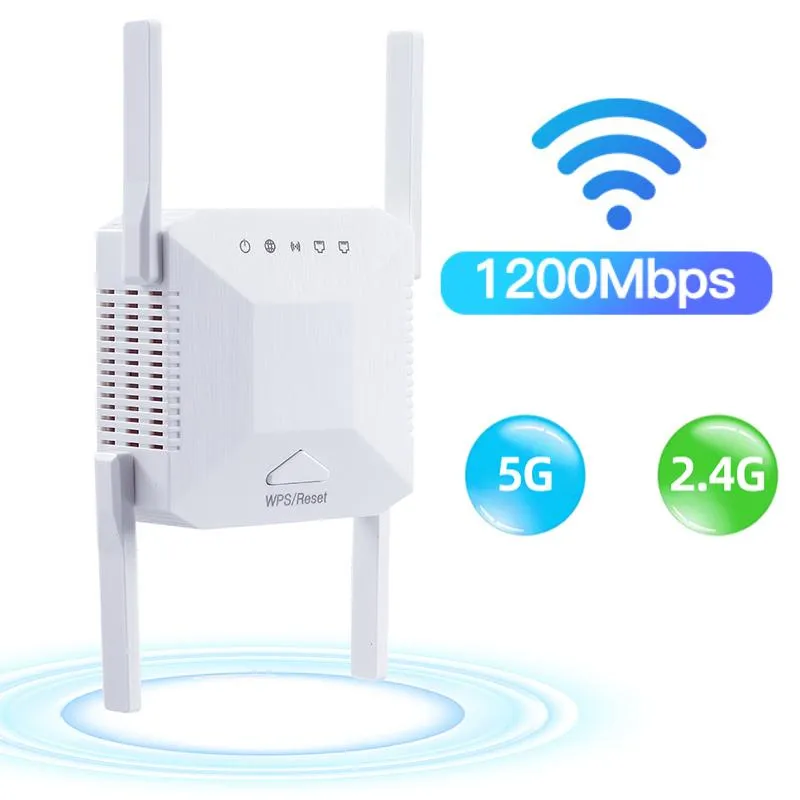 Routers Double Chip WiFi Repeater Wifi Amplifier Wifi Extender Network Wi fi Booster 1200Mbps 5 Ghz Long Range Wireless Wifi Repeater