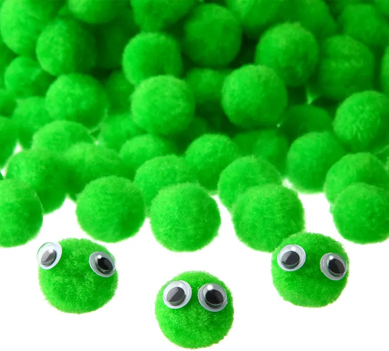 Pom Poms Crafts Balls for DIY Creative Pompoms Decorations Kids Christmas Project Hobby Supplies Party Holiday Decorations (Vert)
