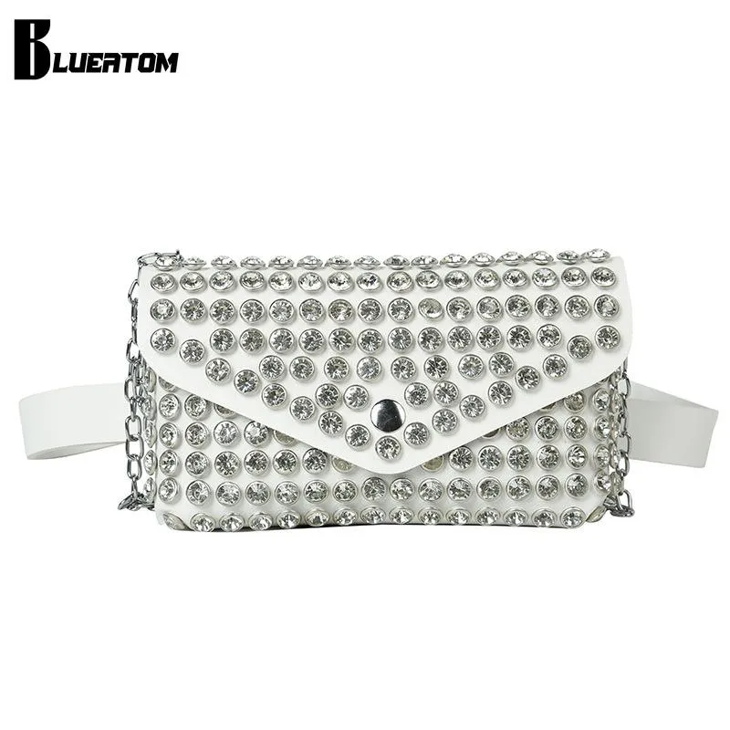 Abendtaschen Ketten Design PU Leder Diamanten Umhängetasche für Frauen 2023 Lux Handtaschen und Geldbörsen Rivet Shoudler Handtasche