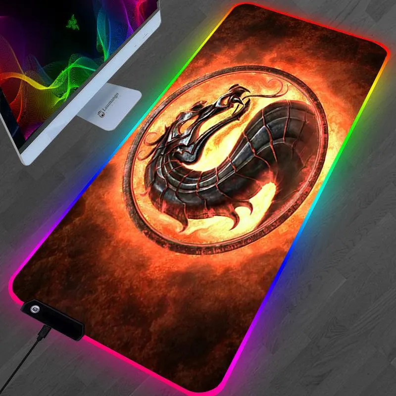 Rests RGB Mortal Kombat Mouse Pad Anime Computer Laptop Gaming Accessories Mausepad Stora Mousepad Keyboard Gamers Decoracion Desk Mat