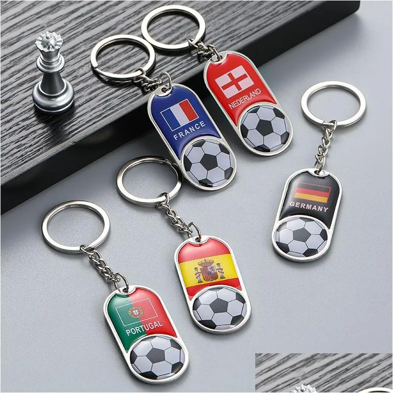 Keychains Lanyards Keyring National Flag Football Keychain Pendant Souvenir Gift Key Chain Drop Delivery Fashion Accessories Dhwsr