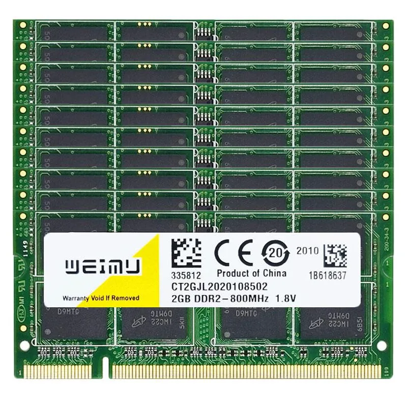 RAMS 10x2GB 50 x 2GB DDR2 Sodimm RAM PC2 6400 5300 204Pin 667MHz 800MHz kompatibel alle Motherboards Laptop -Speicher 2G DDR2 RAM kompatibel