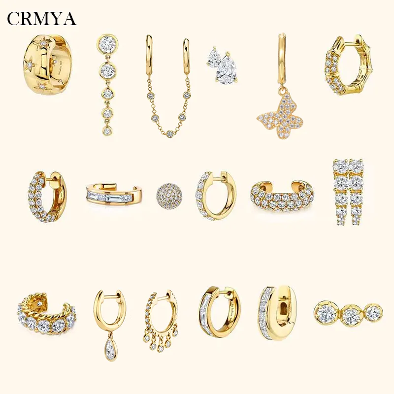 Crmya Gold Silver Filled Hoop örhängen för kvinnor Fashion CZ Zircon Piercing Women's Stud Dangle Earrings 2022 Jewelry Wholesale