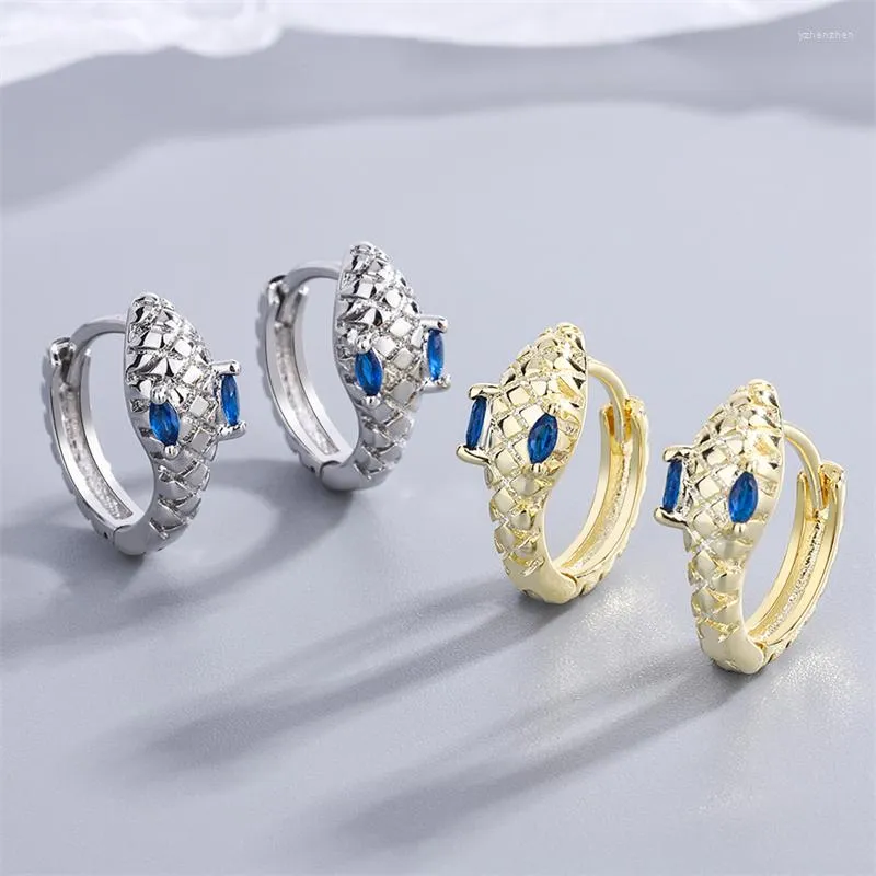 Hoop Earrings KOFSAC 925 Sterling Silver For Women Simple Personality Blue Zircon Eyes Snake Ear Buckle Jewelry Lady Party Gifts