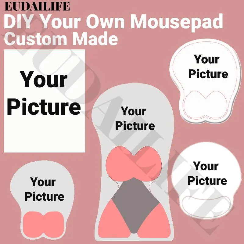 Pads DIY Custom Made 3D 핸드 손목 휴식 마우스 패드 개인화 된 나만의 Mousepad 실리콘 Oppai 소프트 마우스 매트 사무실 작업 선물