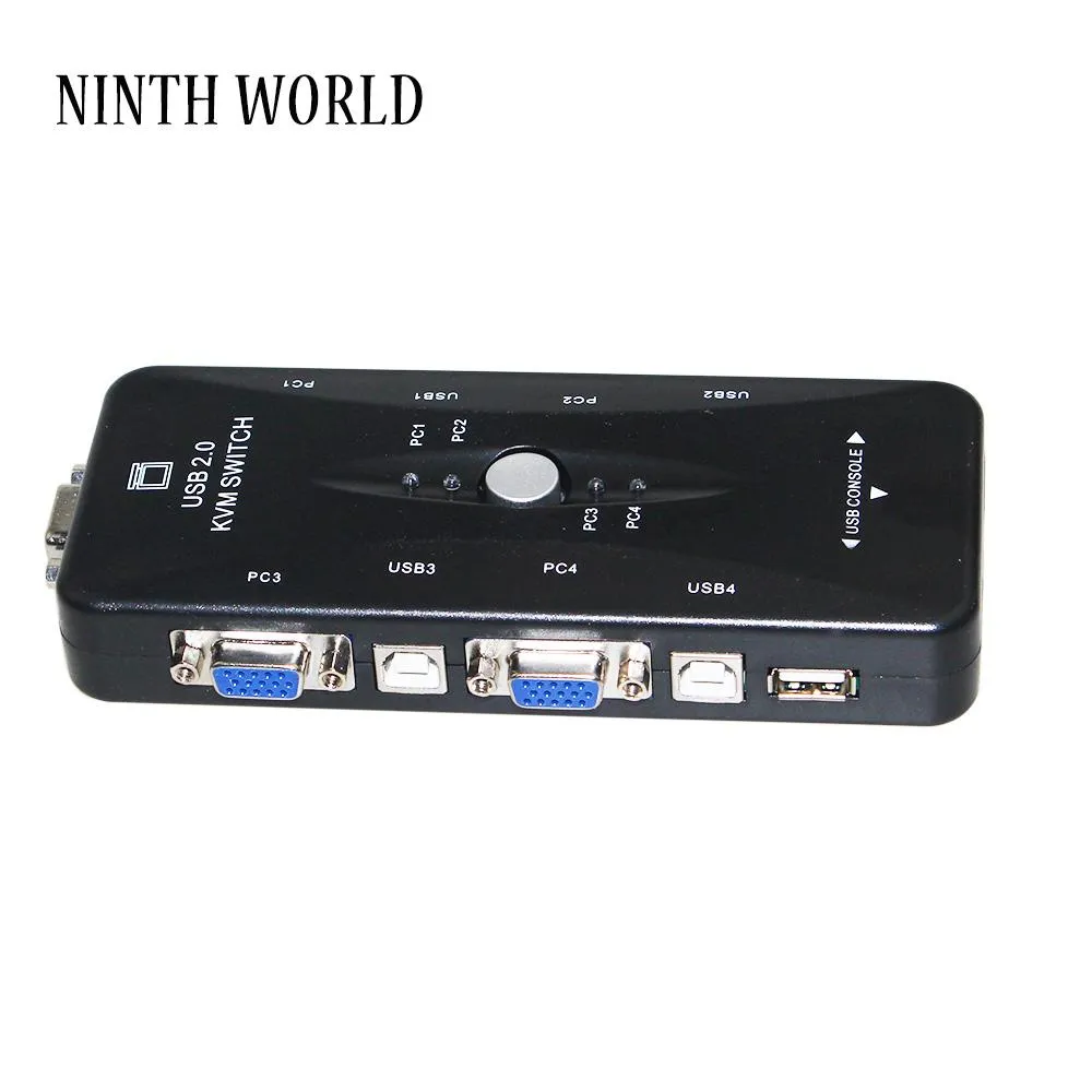 Hubs Новый USB2.0 KVM Switch 4 Selector VGA Print Print Auto Switch Box Box VGA Splitter v322 USB 2,0 кВм выключатель