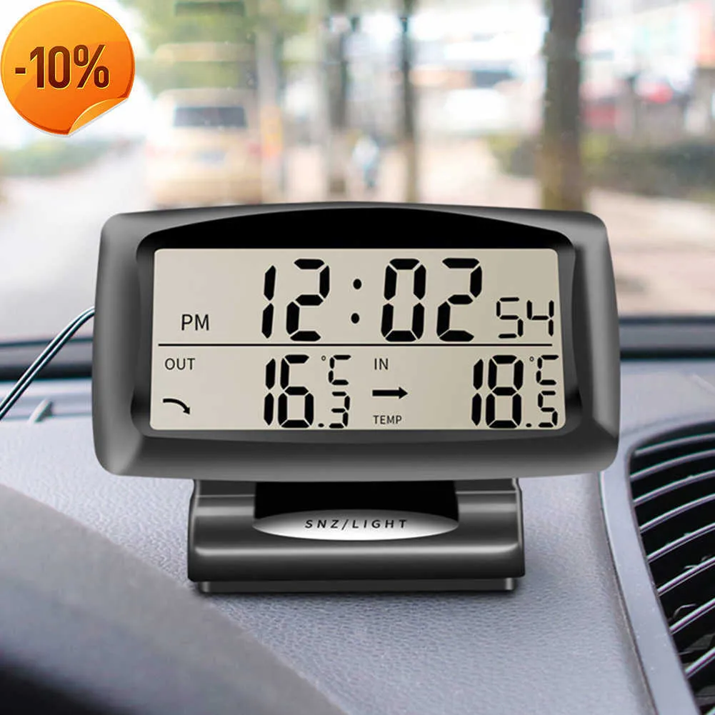 Neues Auto-Thermometer, digitaler Wecker, Auto-Fahrzeuge, Temperaturanzeige mit Hintergrundbeleuchtung, Auto-Elektronik, Auto-Uhr, Armaturenbrett-Uhr