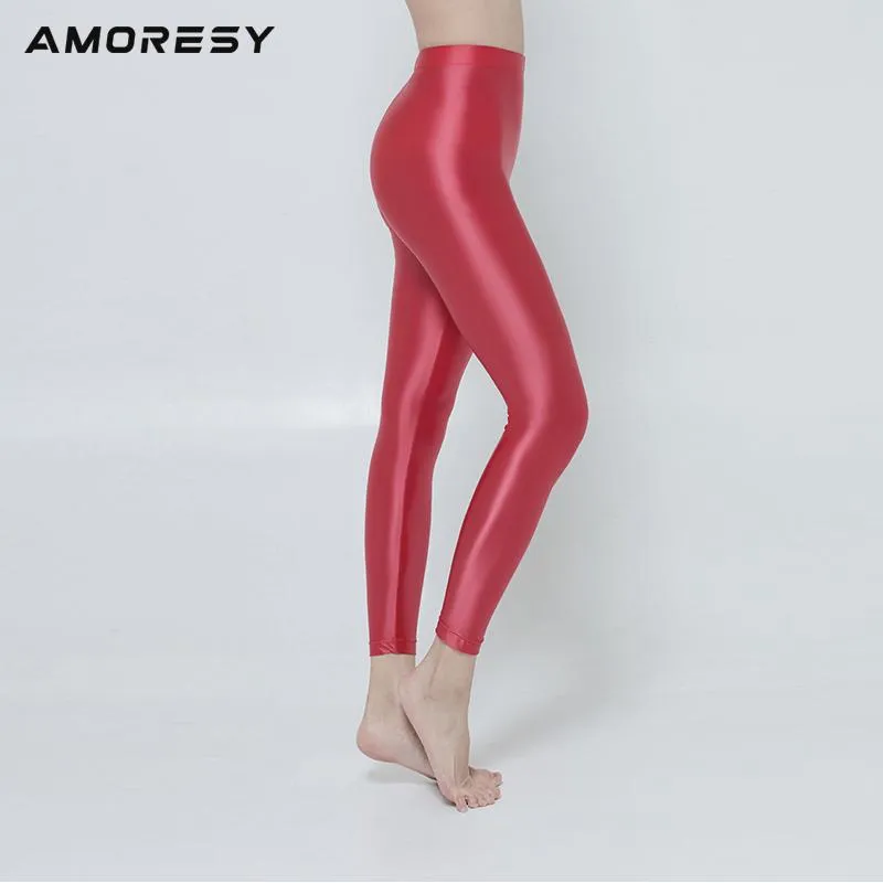 Leggings Amoresy Nuovo colore M3XL Satin Gloss Pantaloni opachi senza leggero pantaloni luccicanti. Scacciati bagnati calze sexy pantaloni alti giapponesi