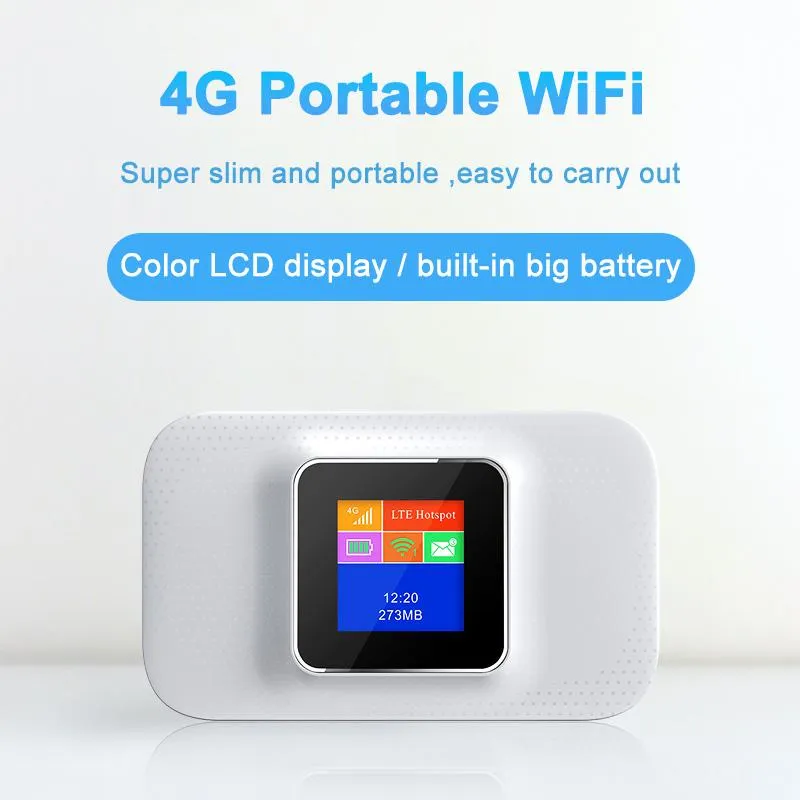 Routers 4G Sim Card WiFi Router Color LCD Display LTE WiFi Modem Sim Card Router Mifi Pocket Hotspot Builtin Battery Portable WiFi