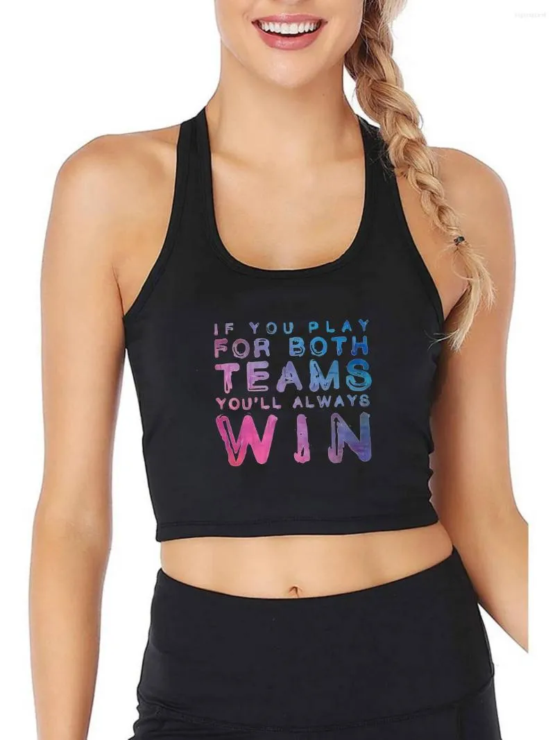 Damen-Tanktops „If You Play For Both You'll Always Win“ Design-Tanktop „Bisexual Pride Month Gifts“ Crop Tops Sommer atmungsaktives Unterhemd