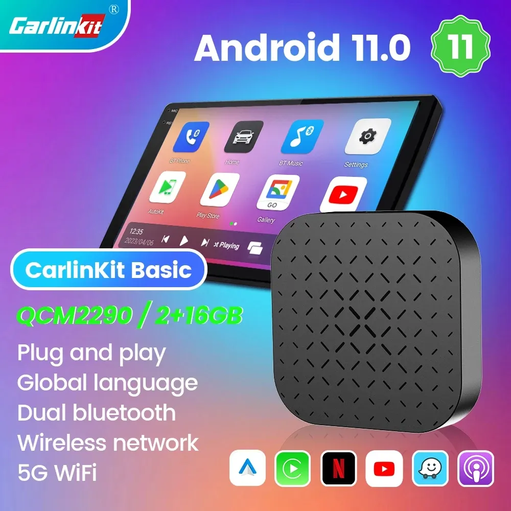 CarlinKit Basic Sans Fil CarPlay Android Auto Tv Box CarPlay AI Box Android  11 Netflix  5G WiFi Pour Lecteur Multimédia De Voiture Du 41,43 €