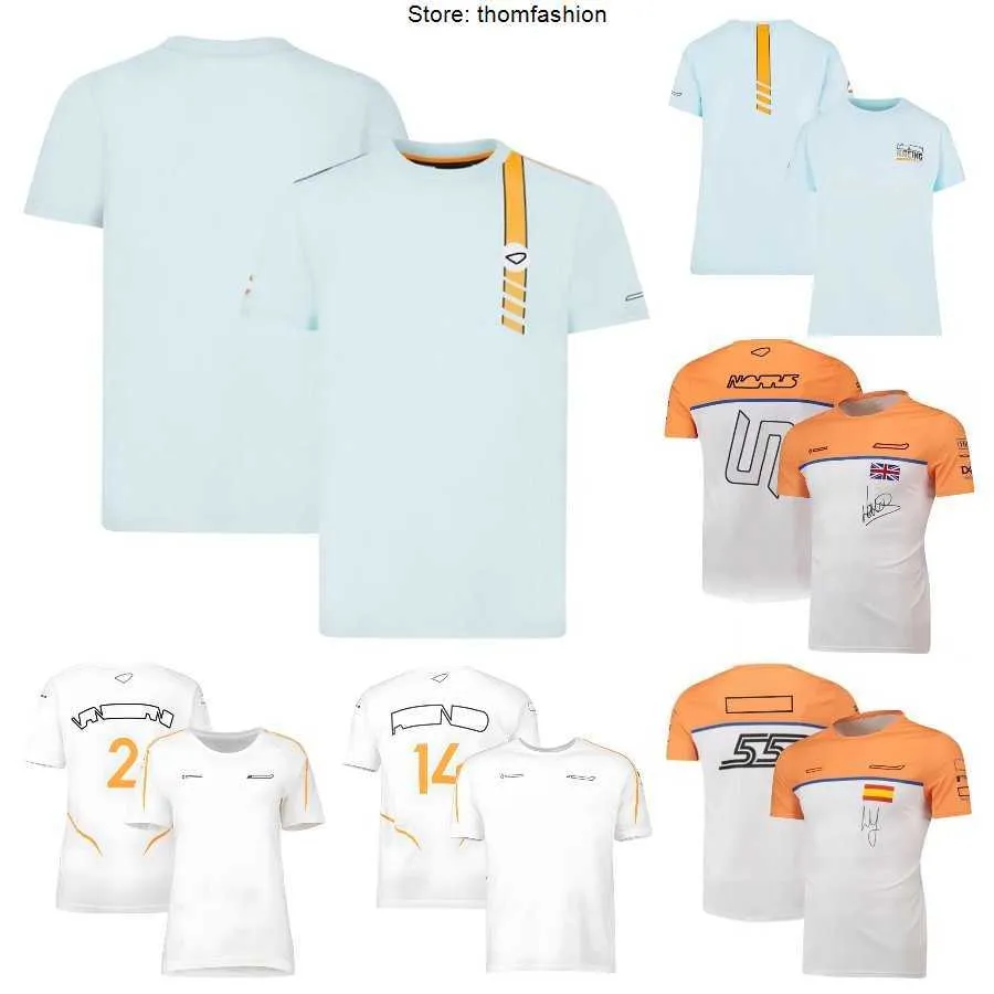 McLarens Erkek Tişörtleri F1 Takım Yarış Takımı T-Shirt Formül 1 Sürücü Tişörtleri Kısa Kollu Yaz Erkekler Kadın O boyun boyunlu Tee Hızlı Kuru Araba Hayranları Jersey Tops