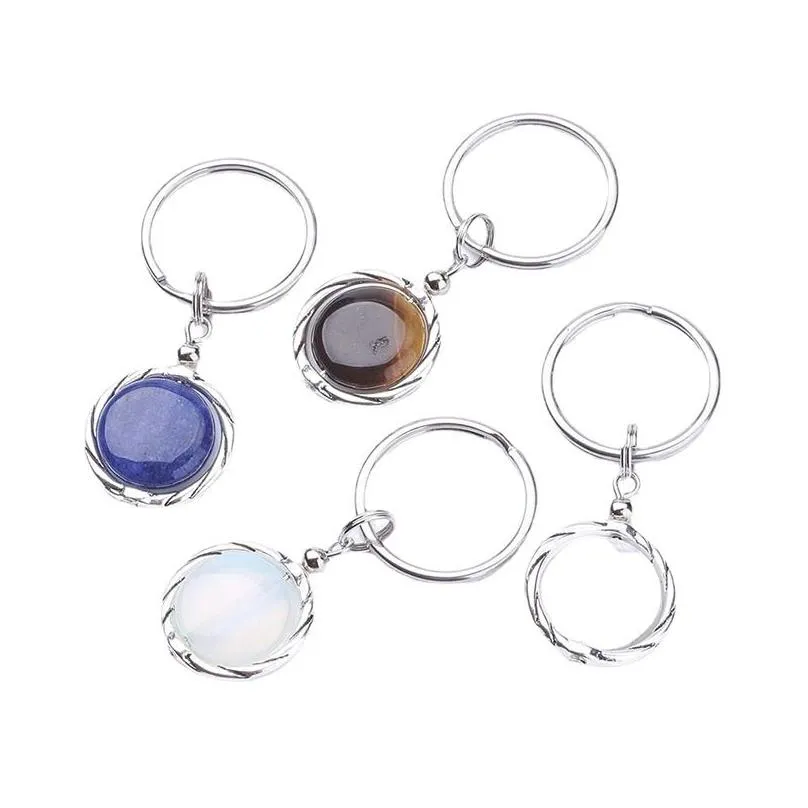 Keychains Bedanyards Cristal Natural Stone Gem Stainless Aço Pingente Acessórios de Moda Pingente Teclorizando Correntes Droga Droga DHR8O