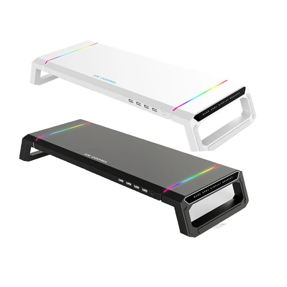 コアアイスZun T1 RGBラップトップモニタースタンドのラップトップスタンドスタンド多機能ディスプレイ4 USB充電デスクオーガナイザーブラケット