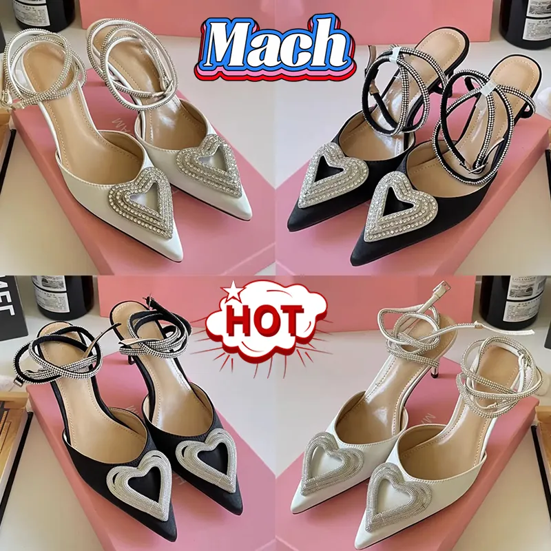 Mach Dress Shoes women sandals high heel stiletto heels party leather summer wedding dance sandal womens shoe 80 Triple Heart Satin Heels Bow Crystal-embellished