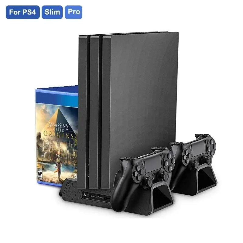 For PS4 PS4 Slim PS4 Pro Vertical Stand LED Cooling Fan Dual