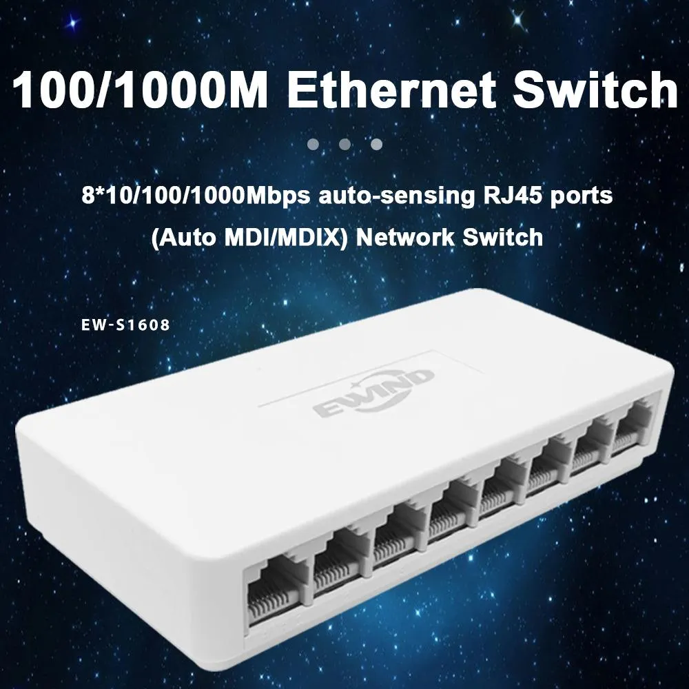 Commutateurs 10/100/1000 Mbps Interrupteur Ethernet 5/8 ports Bureau de bureau Gigabit Adaptateur de commutateur réseau rapide