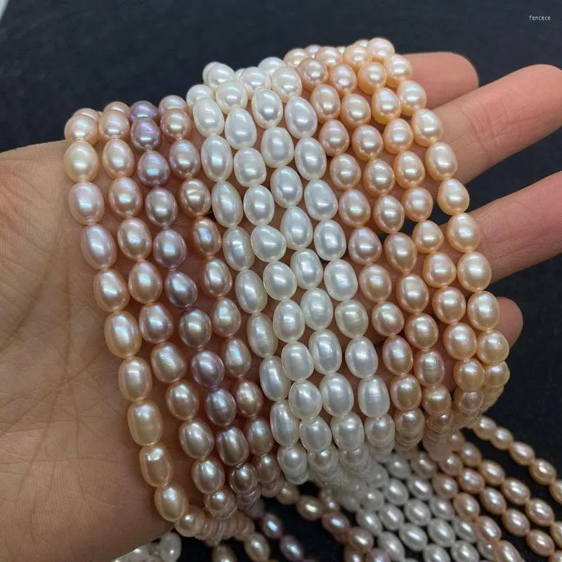 Beads 1strand High Quality Natural Freshwater Pearl Loose Rice Shaped For Elegant DIY Necklace Jewelry Making Charms