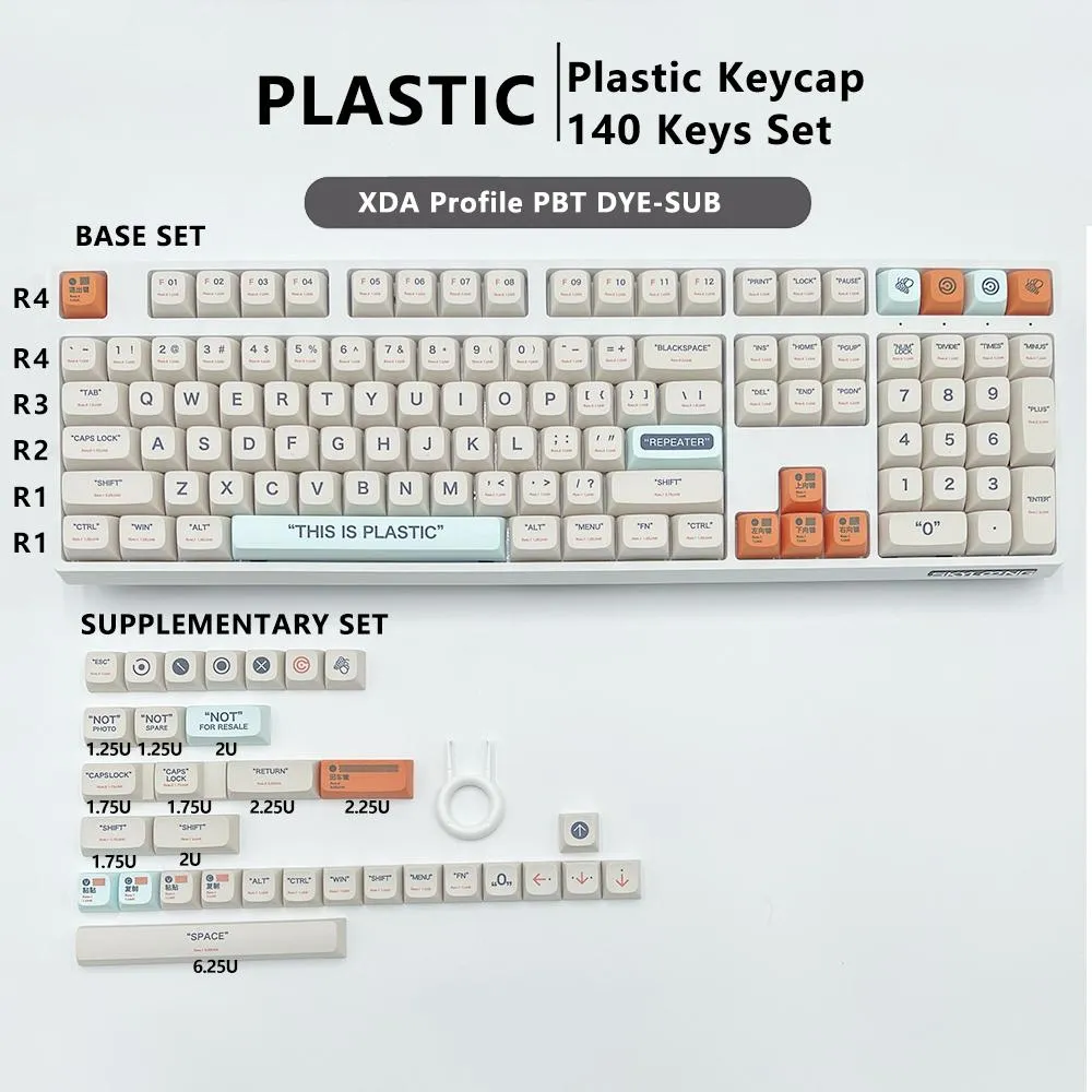 Combos kbdiy 140Keys/set xda perfil plástico pbt teclado tampa de chaves de diástica para teclado mecânico personalizado DIY para TB680 GK61