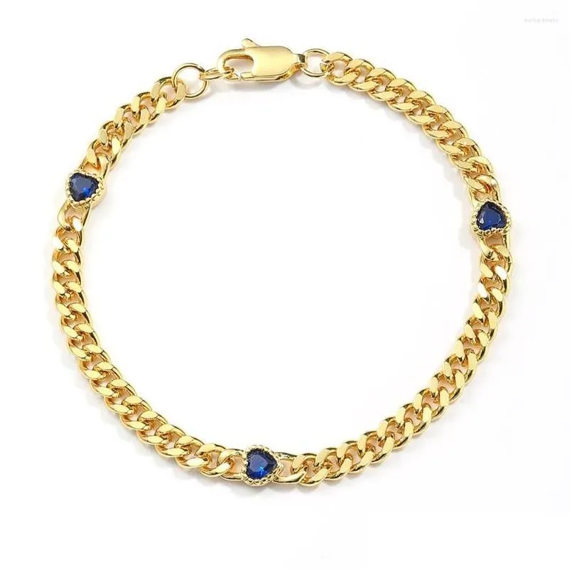 Pulseira de cor de zircão de cor dourada de miçanga para mulheres link de link de link feminino de lagosta feminino