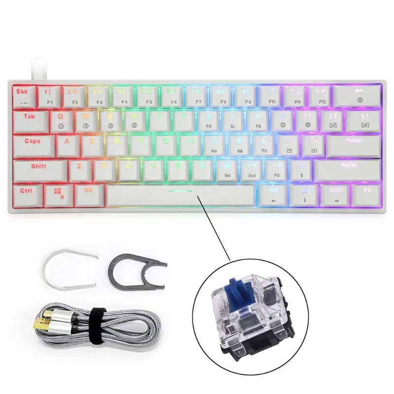 Akcesoria Skyloong GK61 Kompaktowa klawiatura mechaniczna 61keys Przenośny RGB Programowalny klawiatura 3pin Hotswap do gier