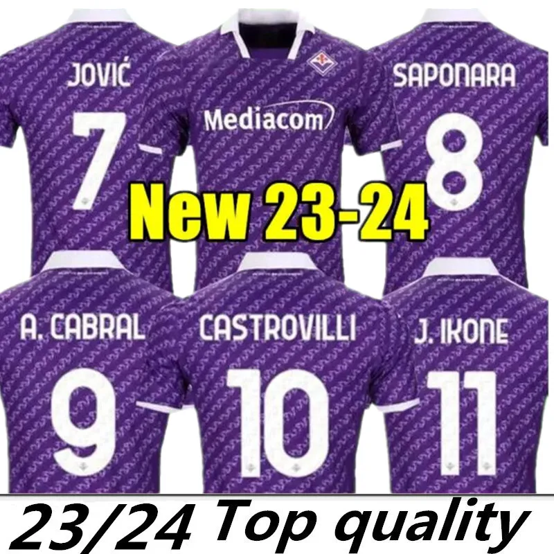 2023 2024 Fiorentina Soccer Jerseys Jovic Castrovilli J Ikone Callejon Prince Gonzalez 23 24 Fiorentina Football Shirts Vlahovic Maillot de Foot