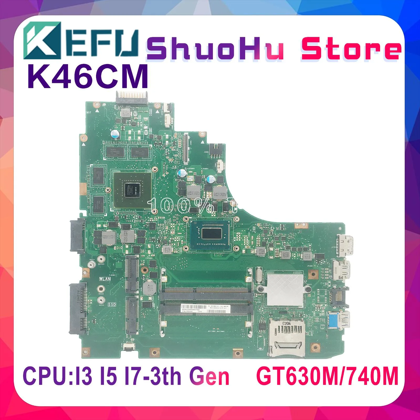 ASUS K46C K46CM K46CB A46CMラップトップマザーボードのマザーボードK46CAマザーボードマザーボードテスト100％ワークオリジナルメインボードCPU 1007U/I3/I5/I7