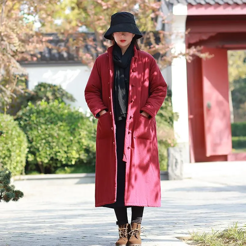 Femmes Trench-Coats Long Manteau Femmes Vintage Parkas Mujer 2023 Winterjas Dames Top Qualité Coton Rembourré X-long Robe D'hiver Outwear Avec