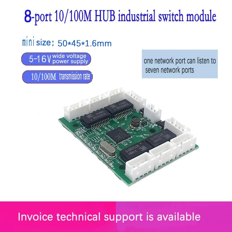 스위치 패스트 스위치 미니 8 포트 이더넷 스위치 10 / 100Mbps RJ45 시스템 통합 모듈 용 네트워크 스위치 허브 PCB 모듈 보드