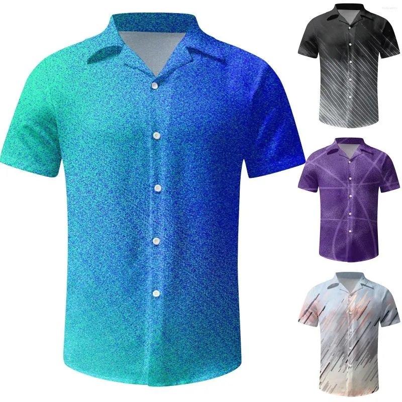 Camicie casual da uomo Camicia per uomo Elegante tavola pieghevole Girocollo stereoscopico Maniche corte Uomo Roupa Masculina