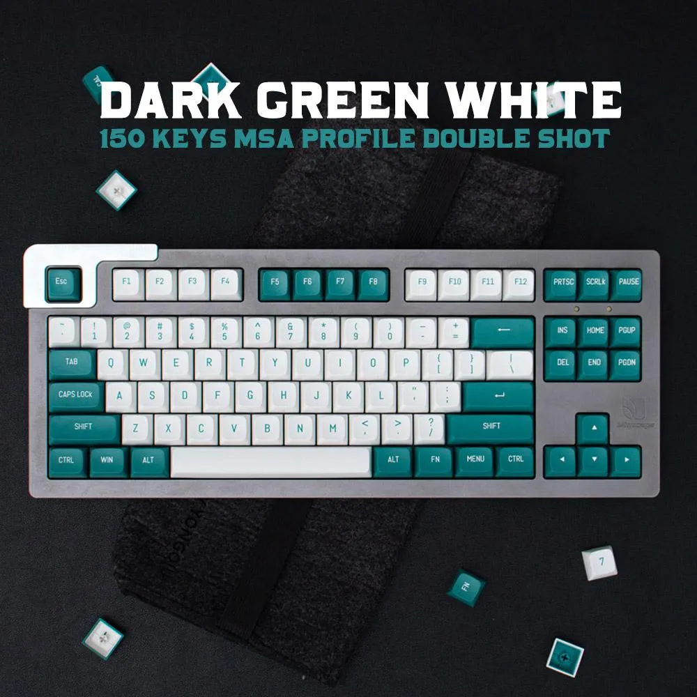 Combos Double Shot MSA KeyCap 150 Keys English Custom Personality KeyCaps för Mechanical Keyboard Green White Game Board 64/68/84/104