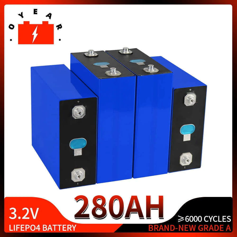 Grad A 280AH LifePo4 Battery Deep Cycle LFP Golf Cart Batterier med bussbar DIY 12V 24V 48V för camping golfvagnar båt