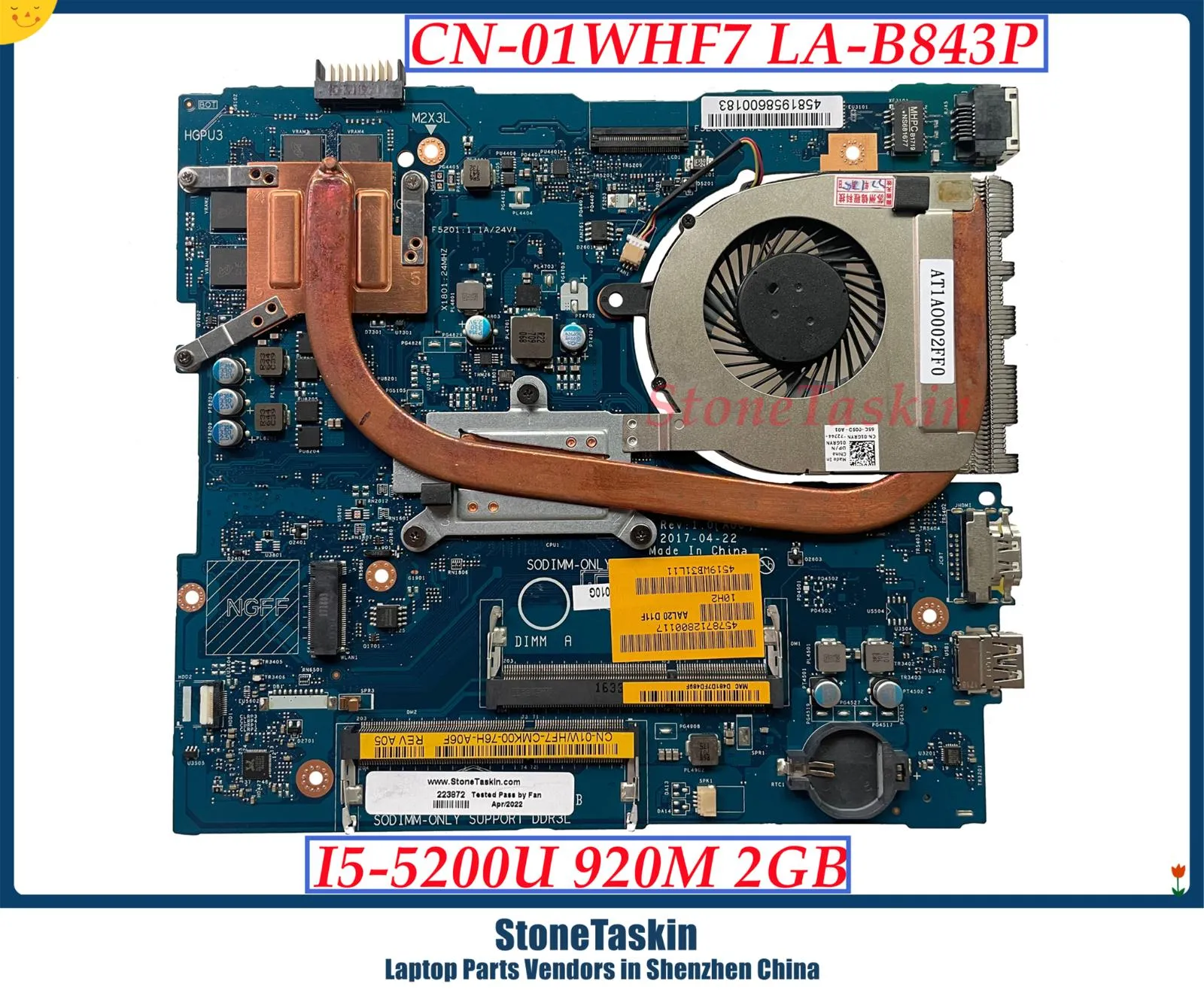 Motherboard StoneTaskin CN01WHF7 FOR Dell Inspiron 15 5458 5558 Motherboard Mainboard AAL10 LAB843P I55200U or I75500U 920M 2GB Upgrade
