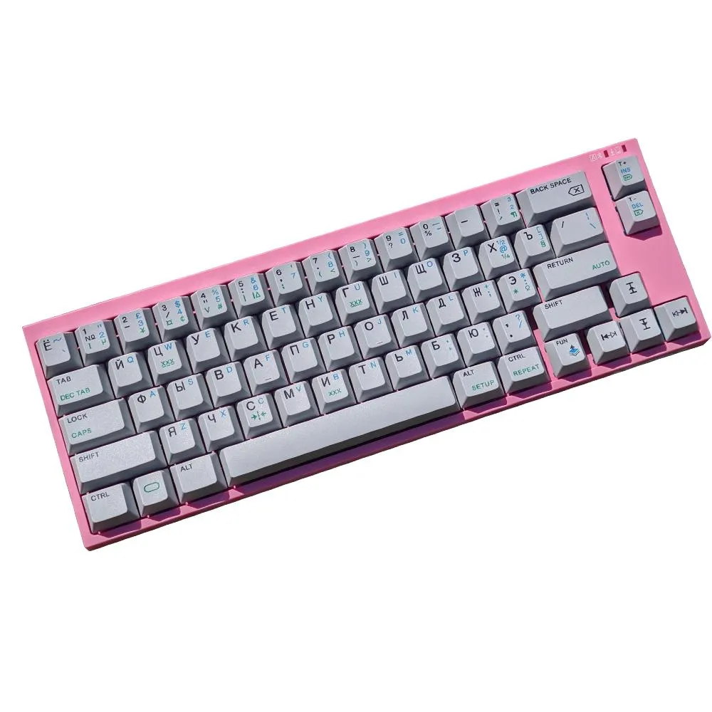 Accessories Retro Gray Russian CRP Xerox 6001 Keycap Set PBT Cherry Profile Key Caps For GH60 61 64 68 84 87 104 Keys Mechanical Keyboards