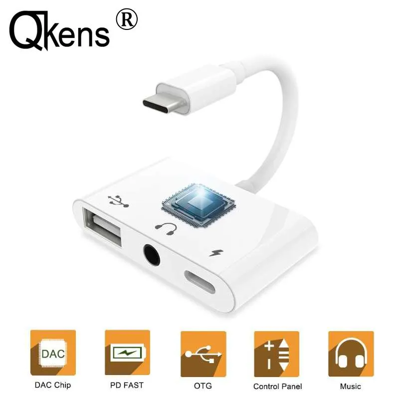 Reader USB 2.0 OTG Adattatore di ricarica audio Tipo C a 3,5 mm Cuffia per cuffie per tastiera mouse USB per Samsung S20 S10 per Huawei