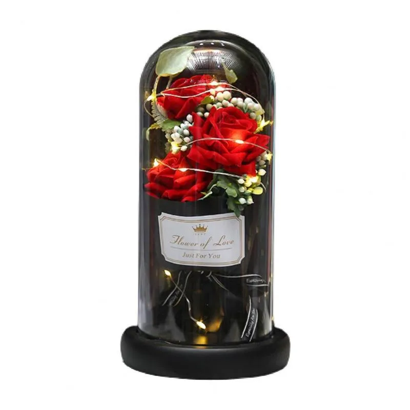 Dekoracyjne kwiaty wieńce przezroczyste okładkę Faux Silk Rose Flower LED światło LED do WeddingDecorative Wreathsdecorative