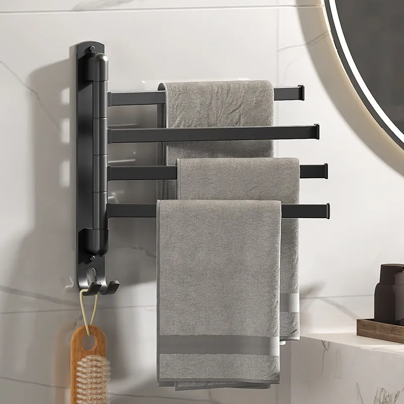 Porte-serviettes de salle de bain porte-serviettes rotatif espace tige en aluminium barre porte-serviettes étagère de cuisine papier suspendu mural