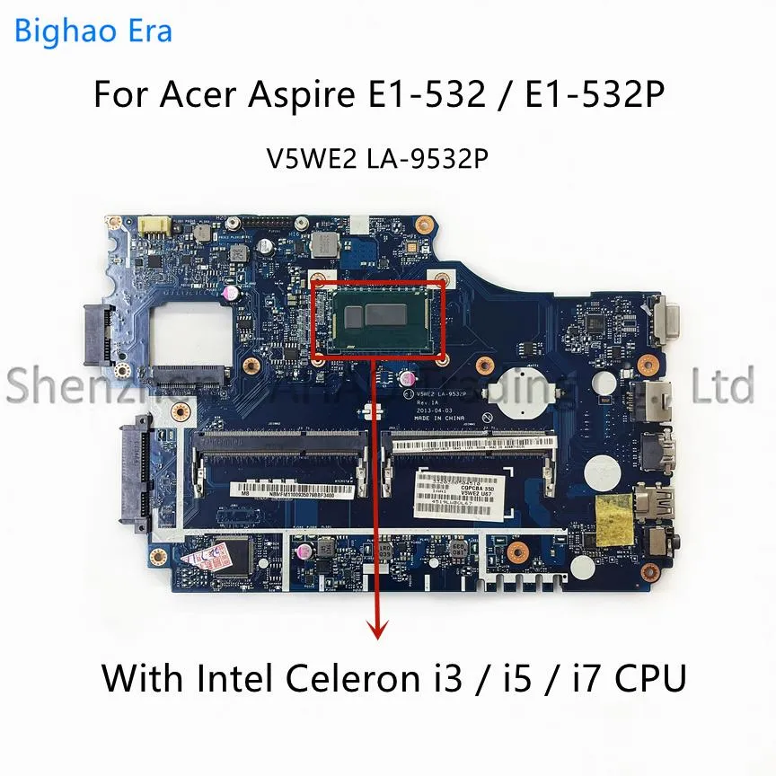 Płyta główna V5WE2 LA9532P dla Acer Aspire E1532 E1532P Laptop płyta główna z Intel i3 i5 i7 CPU DDR3L NBMFM11008 NB.MFM11.00E 100% NOWOŚĆ NOWOŚĆ