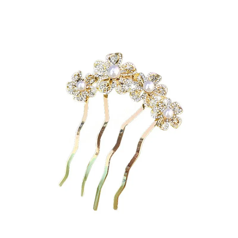 Moda metallo fiore perla forchette in lega a forma di U forcine capelli pettine capelli gioielli da sposa capelli da sposa copricapo capelli