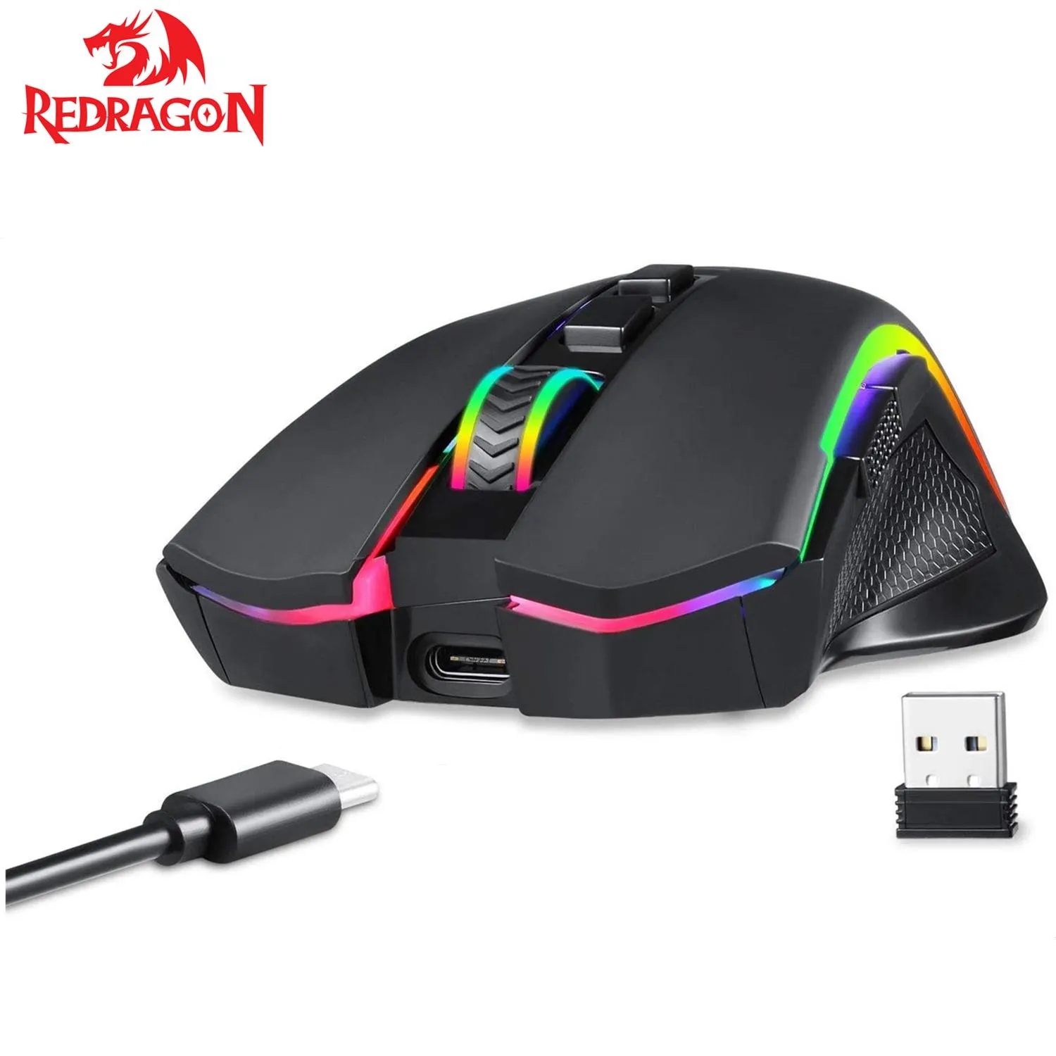 MICE REDRAGE M607KS GAMING WIRESS MONDE RV Backlit MMO 7 Boutons programmables Mouse RO enregistrement pour ordinateur portable PC Gamer