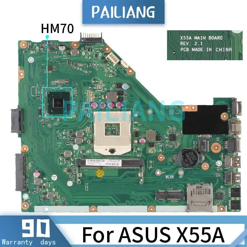 Carte mère Pailigug pour ordinateur portable pour ASUS X55A HM70 REV.2.1 Testé DDR3