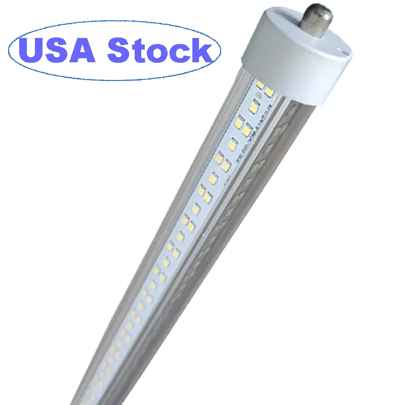LED Tube Light Bulb 8FT Double Row LEDs,T8 144W Single Pin FA8 Base Led Shop Lights 250W Fluorescent Lamp Replacement Dual-Ended Power, Cool White 6500K usastar