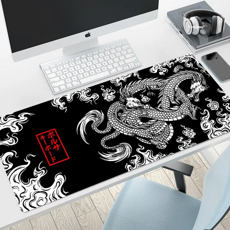 RESTS MOUSE PAD Großer Mausmatten -Laptop Japanses Dragon Desk Matten 80x30 cm Computer Gamer Keyboard Deskpad Mousepad Dragon Carpert