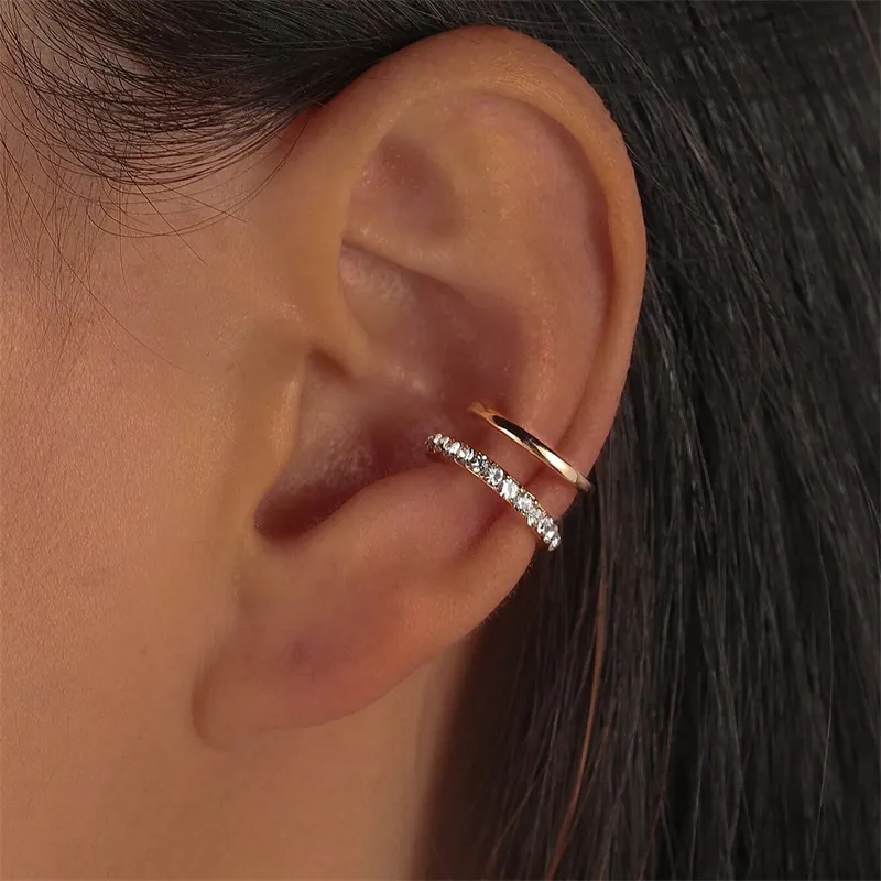 Mode exquis strass décor oreille manchette boucle d'oreille pour femme oreille 2022 été nouveauté noël bijoux cadeau