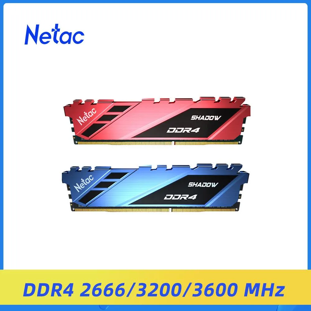 RAMS NETAC DDR4 RAMメモリ3200MHz 8GB 16GB 2666MHz 3600MHZ XMP 2.0 RGB 8GBX2デュアルチャネルDDR4ヒートシンクマザーボードインテルAMD