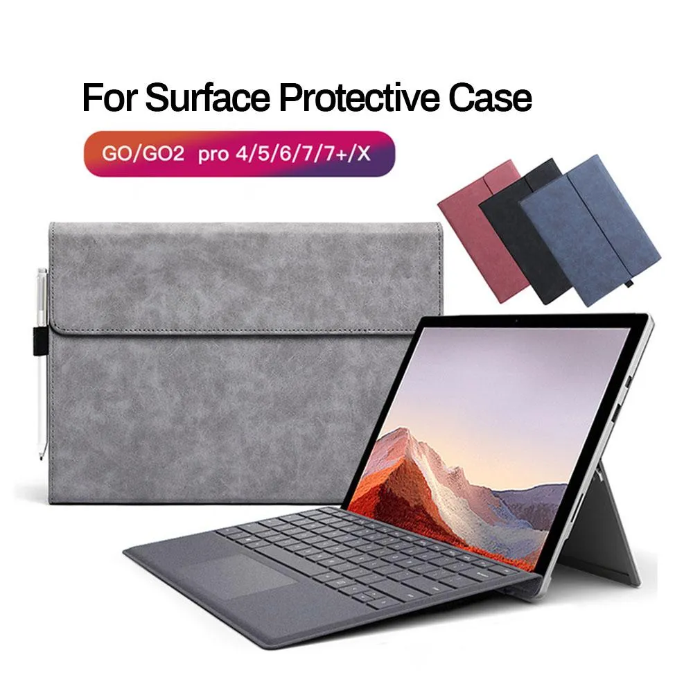 Flip Flip Cover PU Skórzany obudowa dla Microsoft Surface Pro 9 x 8 7 7plus 6 5 4 Tablet Tlee dla powierzchni 1 2 3 GO2 Torka stojak